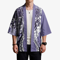 Aloha Vintage Plumeria Hawaiian Tapa Pattern Kimono Purple Hawaiian Tapa Pattern LT9 - Polynesian Pride