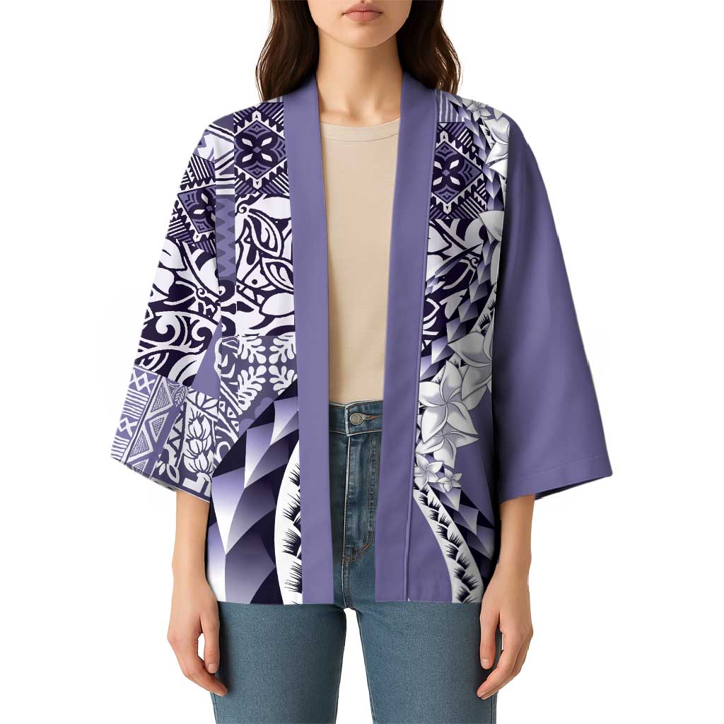 Aloha Vintage Plumeria Hawaiian Tapa Pattern Kimono Purple Hawaiian Tapa Pattern LT9 - Polynesian Pride