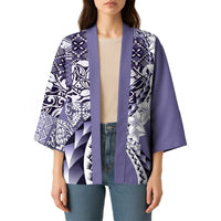 Aloha Vintage Plumeria Hawaiian Tapa Pattern Kimono Purple Hawaiian Tapa Pattern LT9 - Polynesian Pride