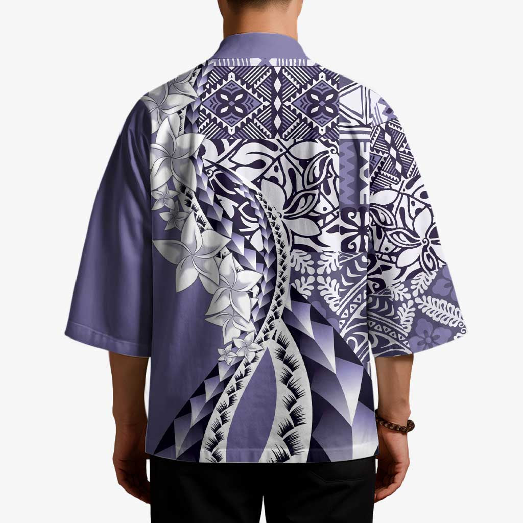 Aloha Vintage Plumeria Hawaiian Tapa Pattern Kimono Purple Hawaiian Tapa Pattern LT9 - Polynesian Pride