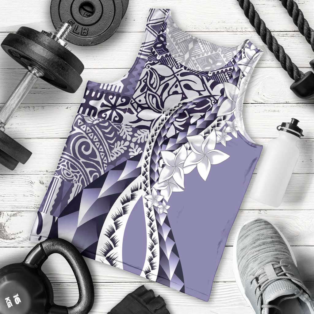Aloha Vintage Plumeria Hawaiian Tapa Pattern Men Tank Top Purple Hawaiian Tapa Pattern LT9 - Polynesian Pride
