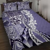 Aloha Vintage Plumeria Hawaiian Tapa Pattern Quilt Bed Set Purple Hawaiian Tapa Pattern LT9 Purple - Polynesian Pride