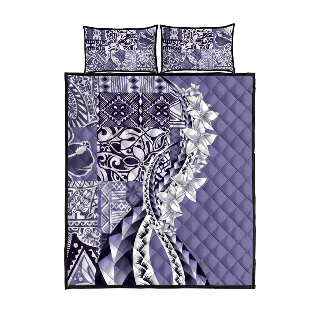 Aloha Vintage Plumeria Hawaiian Tapa Pattern Quilt Bed Set Purple Hawaiian Tapa Pattern LT9 - Polynesian Pride