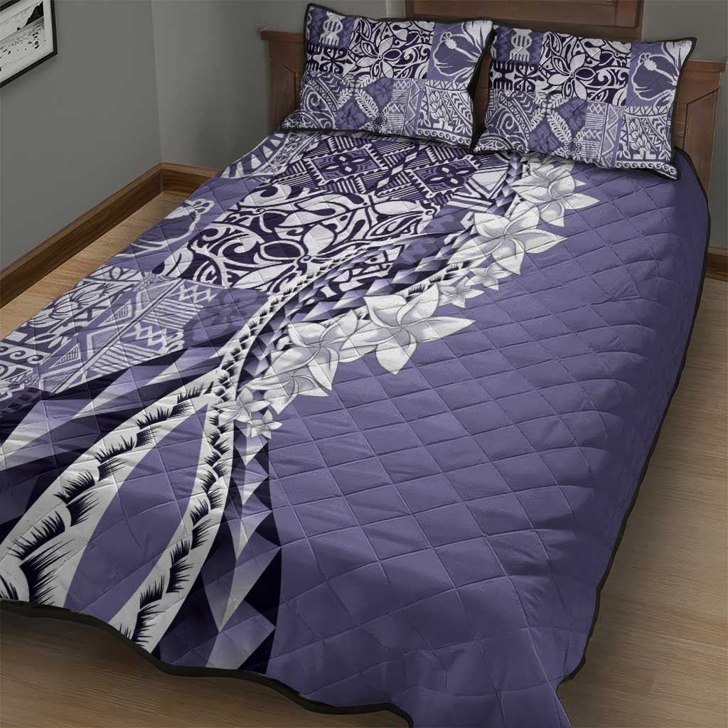 Aloha Vintage Plumeria Hawaiian Tapa Pattern Quilt Bed Set Purple Hawaiian Tapa Pattern LT9 - Polynesian Pride