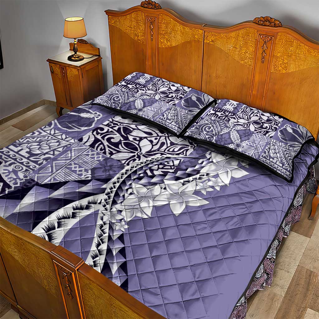 Aloha Vintage Plumeria Hawaiian Tapa Pattern Quilt Bed Set Purple Hawaiian Tapa Pattern LT9 - Polynesian Pride