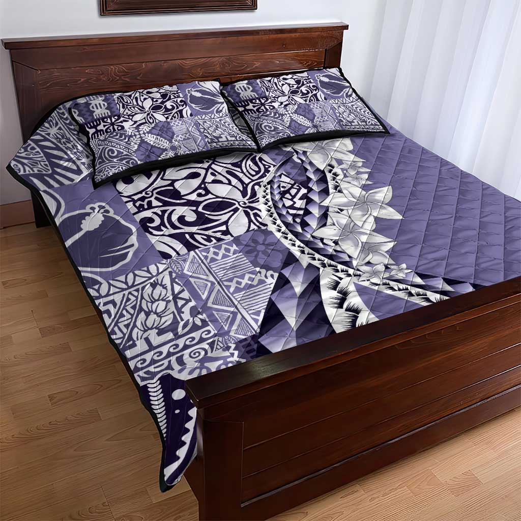 Aloha Vintage Plumeria Hawaiian Tapa Pattern Quilt Bed Set Purple Hawaiian Tapa Pattern LT9 - Polynesian Pride