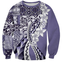 Aloha Vintage Plumeria Hawaiian Tapa Pattern Sweatshirt Purple Hawaiian Tapa Pattern LT9 Unisex Purple - Polynesian Pride