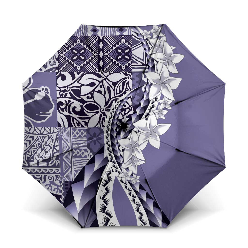 Aloha Vintage Plumeria Hawaiian Tapa Pattern Umbrella Purple Hawaiian Tapa Pattern LT9 One Size Folded 11.42 inch Opened Diameter 37.4 inch Purple - Polynesian Pride
