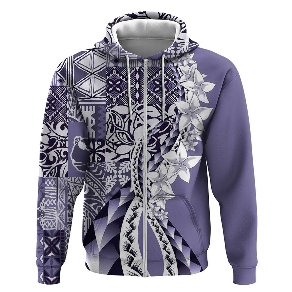 Aloha Vintage Plumeria Hawaiian Tapa Pattern Zip Hoodie Purple Hawaiian Tapa Pattern LT9 Zip Hoodie Purple - Polynesian Pride