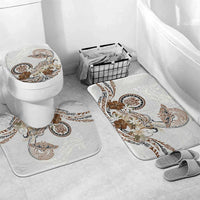 Polynesian Manta Ray Bathroom Set Beige Floral Turtle Tattoo LT9 Mat Set Only (3 pcs) One Size Beige - Polynesian Pride
