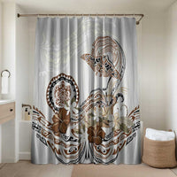 Polynesian Manta Ray Bathroom Set Beige Floral Turtle Tattoo LT9 Shower Curtain Only Beige - Polynesian Pride