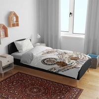 Polynesian Manta Ray Bedding Set Beige Floral Turtle Tattoo LT9 - Polynesian Pride