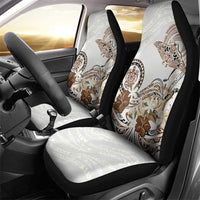 Polynesian Manta Ray Car Seat Cover Beige Floral Turtle Tattoo LT9 - Polynesian Pride