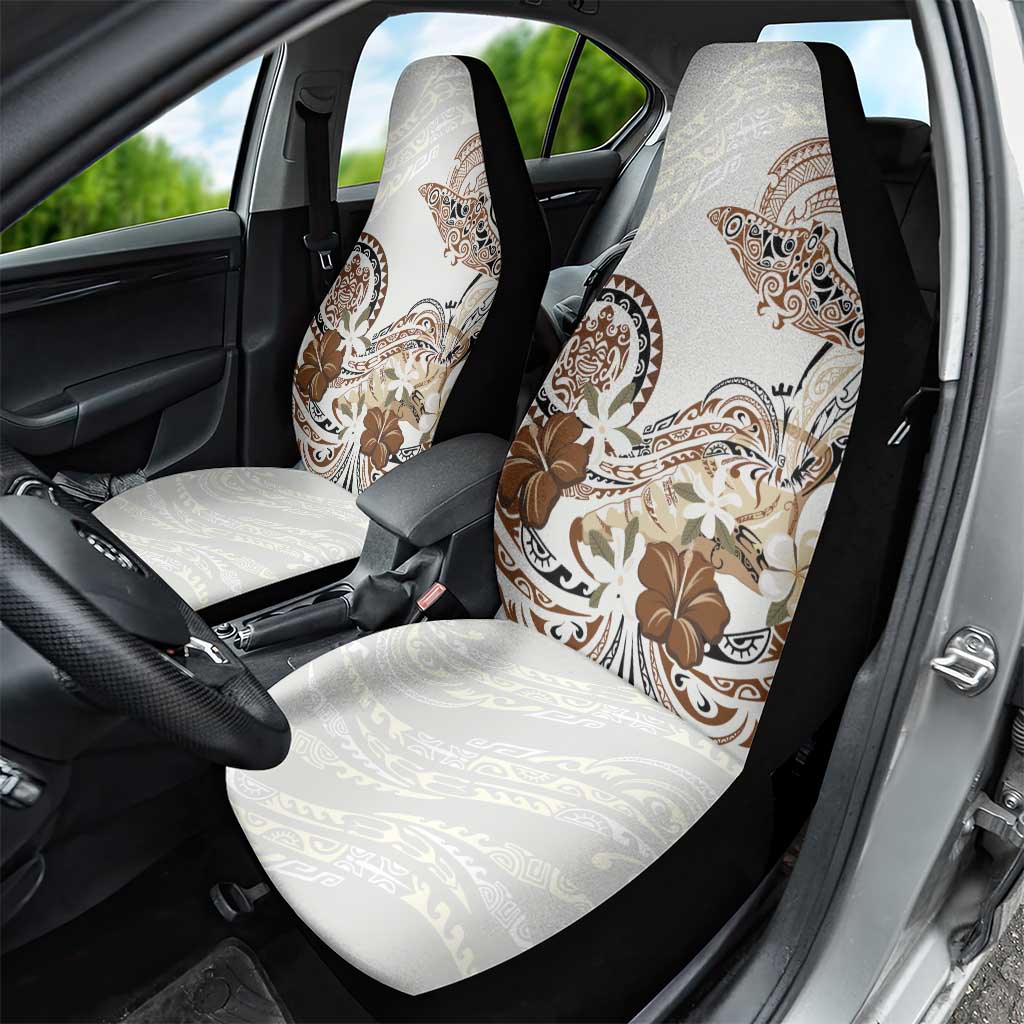 Polynesian Manta Ray Car Seat Cover Beige Floral Turtle Tattoo LT9 - Polynesian Pride