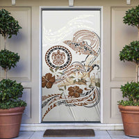 Polynesian Manta Ray Door Cover Beige Floral Turtle Tattoo LT9 Beige - Polynesian Pride