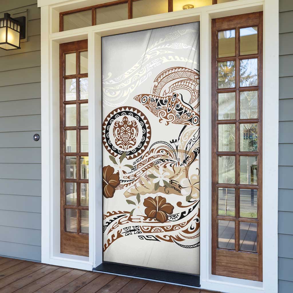 Polynesian Manta Ray Door Cover Beige Floral Turtle Tattoo LT9 - Polynesian Pride
