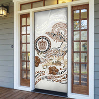 Polynesian Manta Ray Door Cover Beige Floral Turtle Tattoo LT9 - Polynesian Pride