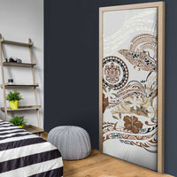 Polynesian Manta Ray Door Cover Beige Floral Turtle Tattoo LT9 - Polynesian Pride