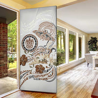 Polynesian Manta Ray Door Cover Beige Floral Turtle Tattoo LT9 - Polynesian Pride