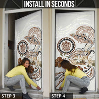 Polynesian Manta Ray Door Cover Beige Floral Turtle Tattoo LT9 - Polynesian Pride