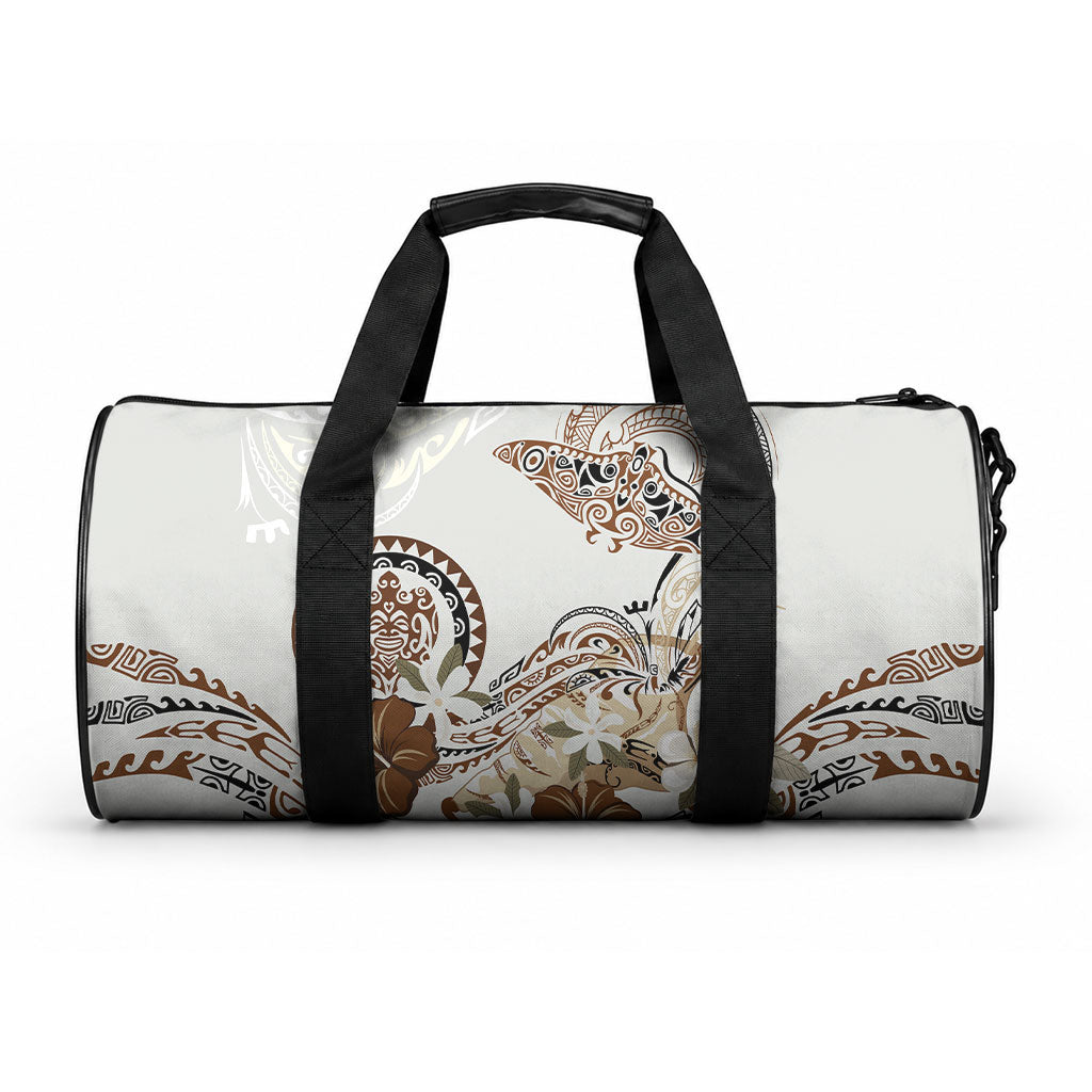 Polynesian Manta Ray Duffle Bag Beige Floral Turtle Tattoo LT9 One size Beige - Polynesian Pride