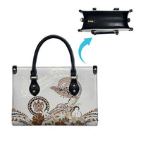 Polynesian Manta Ray Leather Bag Beige Floral Turtle Tattoo LT9 - Polynesian Pride