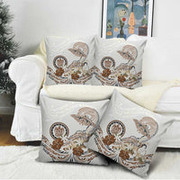 Polynesian Manta Ray Pillow Cover Beige Floral Turtle Tattoo LT9 - Polynesian Pride