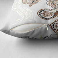 Polynesian Manta Ray Pillow Cover Beige Floral Turtle Tattoo LT9 - Polynesian Pride