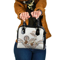 Polynesian Manta Ray Shoulder Handbag Beige Floral Turtle Tattoo LT9 One Size Beige - Polynesian Pride