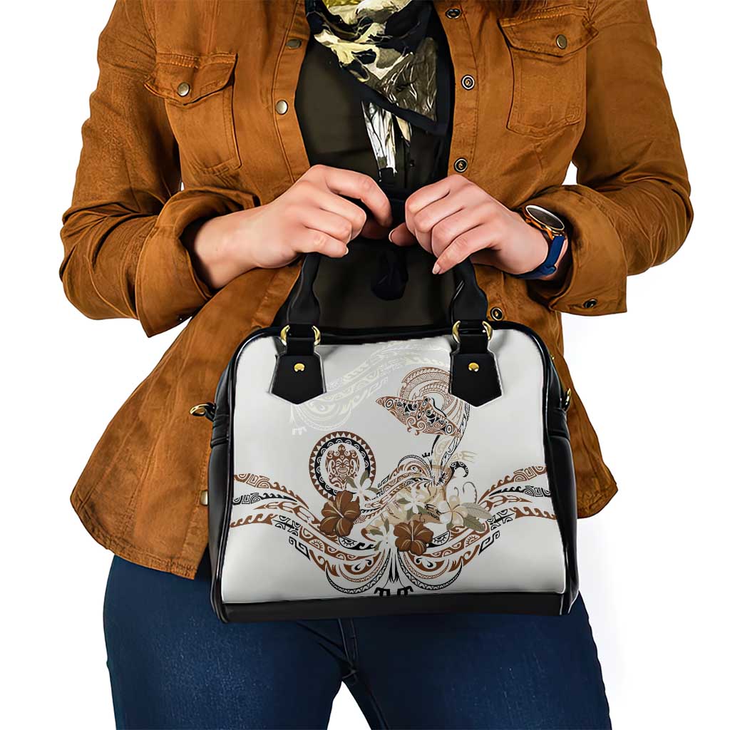 Polynesian Manta Ray Shoulder Handbag Beige Floral Turtle Tattoo LT9 - Polynesian Pride