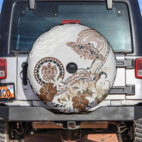 Polynesian Manta Ray Spare Tire Cover Beige Floral Turtle Tattoo LT9 Beige - Polynesian Pride