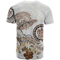 Polynesian Manta Ray T Shirt Beige Floral Turtle Tattoo LT9 - Polynesian Pride