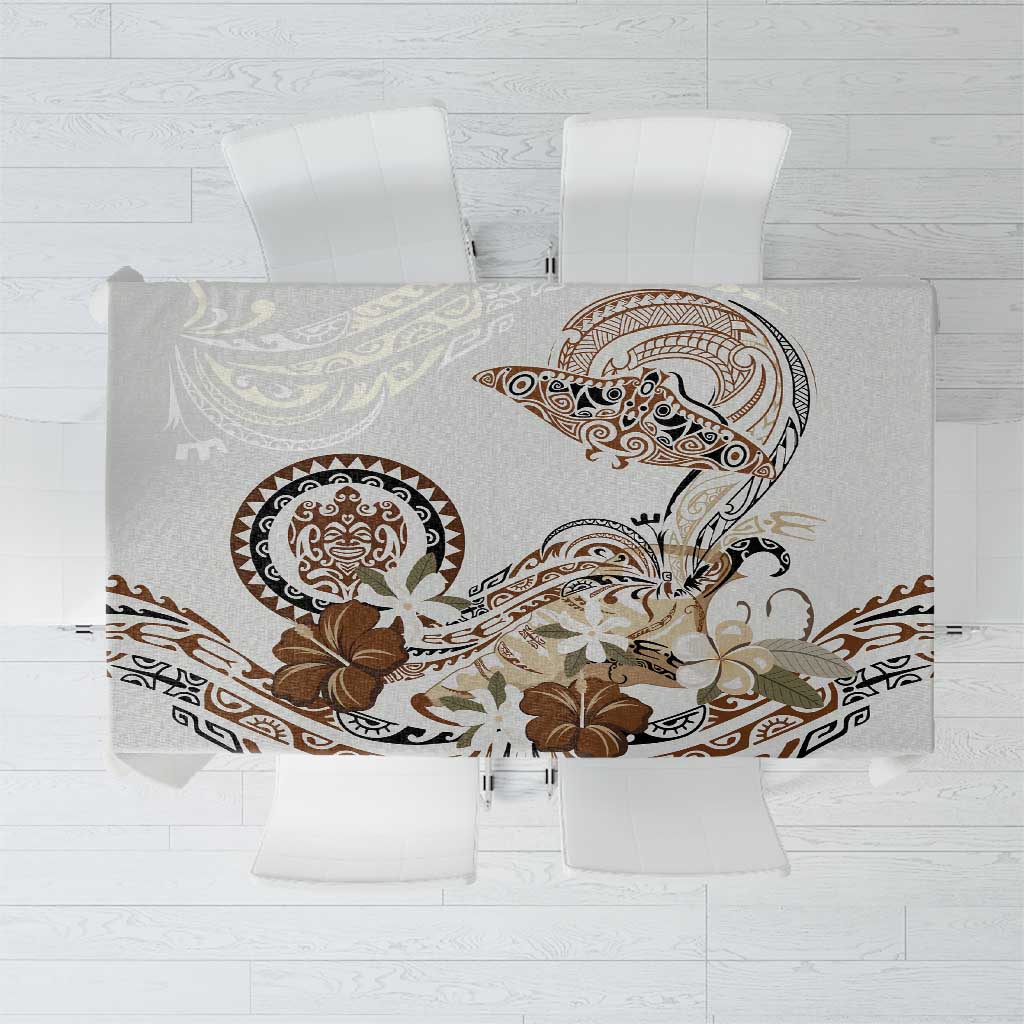 Polynesian Manta Ray Tablecloth Beige Floral Turtle Tattoo LT9 Beige - Polynesian Pride