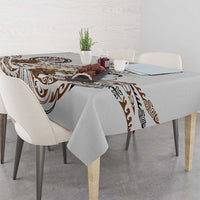 Polynesian Manta Ray Tablecloth Beige Floral Turtle Tattoo LT9 - Polynesian Pride