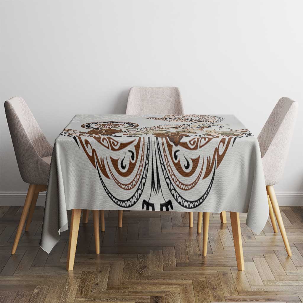 Polynesian Manta Ray Tablecloth Beige Floral Turtle Tattoo LT9 - Polynesian Pride