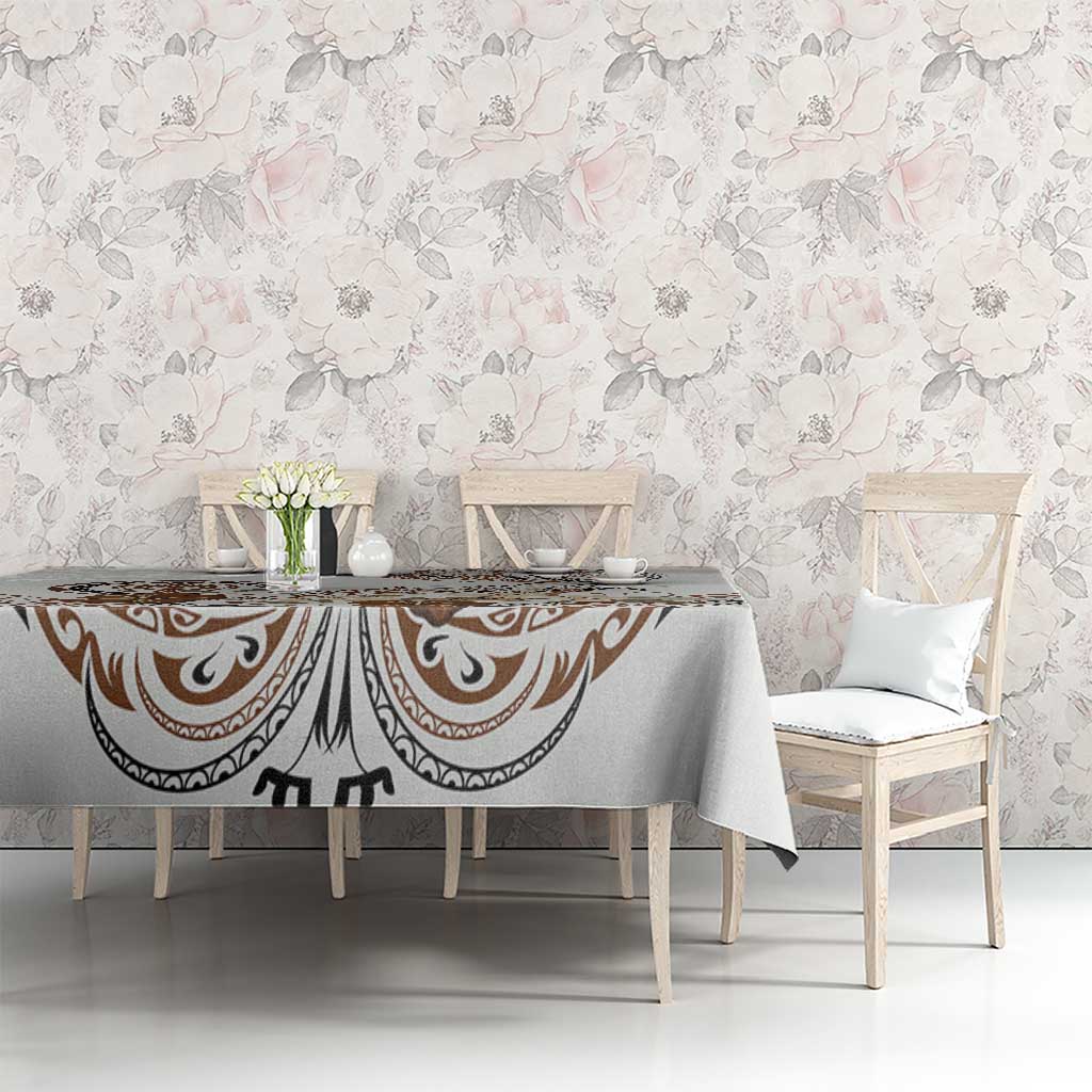 Polynesian Manta Ray Tablecloth Beige Floral Turtle Tattoo LT9 - Polynesian Pride