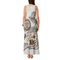 Polynesian Manta Ray Tank Maxi Dress Beige Floral Turtle Tattoo LT9 - Polynesian Pride