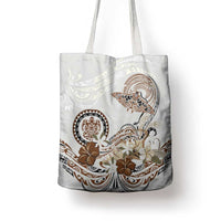 Polynesian Manta Ray Tote Bag Beige Floral Turtle Tattoo LT9 - Polynesian Pride