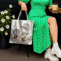 Polynesian Manta Ray Tote Bag Beige Floral Turtle Tattoo LT9 - Polynesian Pride
