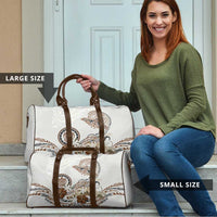 Polynesian Manta Ray Travel Bag Beige Floral Turtle Tattoo LT9 - Polynesian Pride