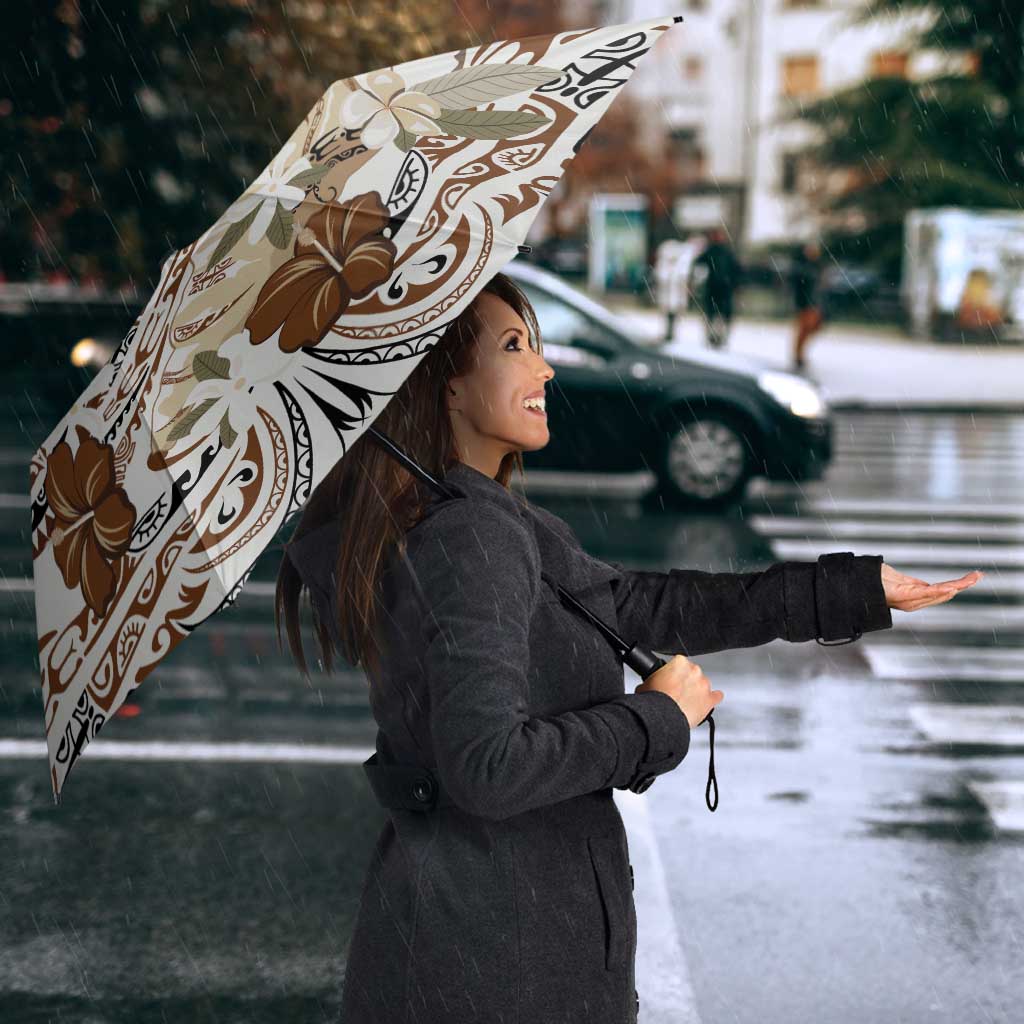 Polynesian Manta Ray Umbrella Beige Floral Turtle Tattoo LT9 - Polynesian Pride