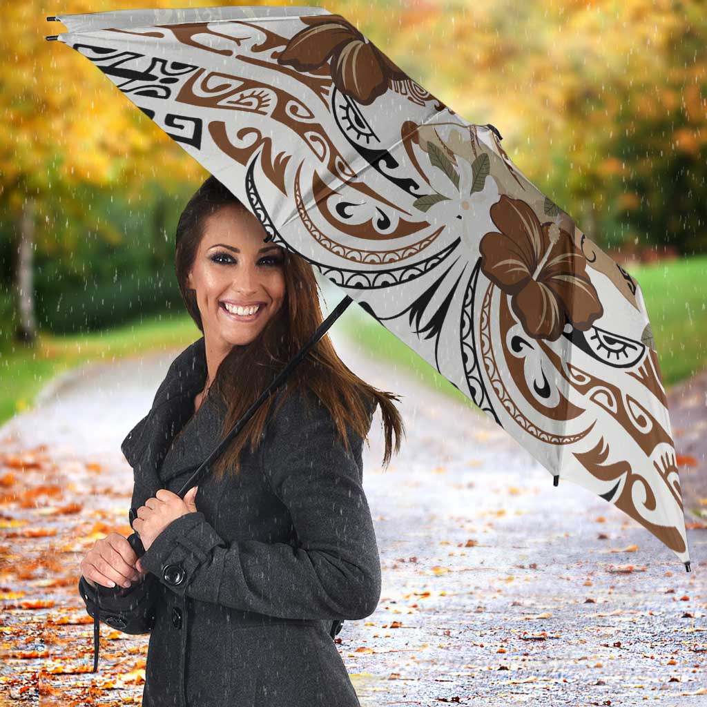 Polynesian Manta Ray Umbrella Beige Floral Turtle Tattoo LT9 - Polynesian Pride