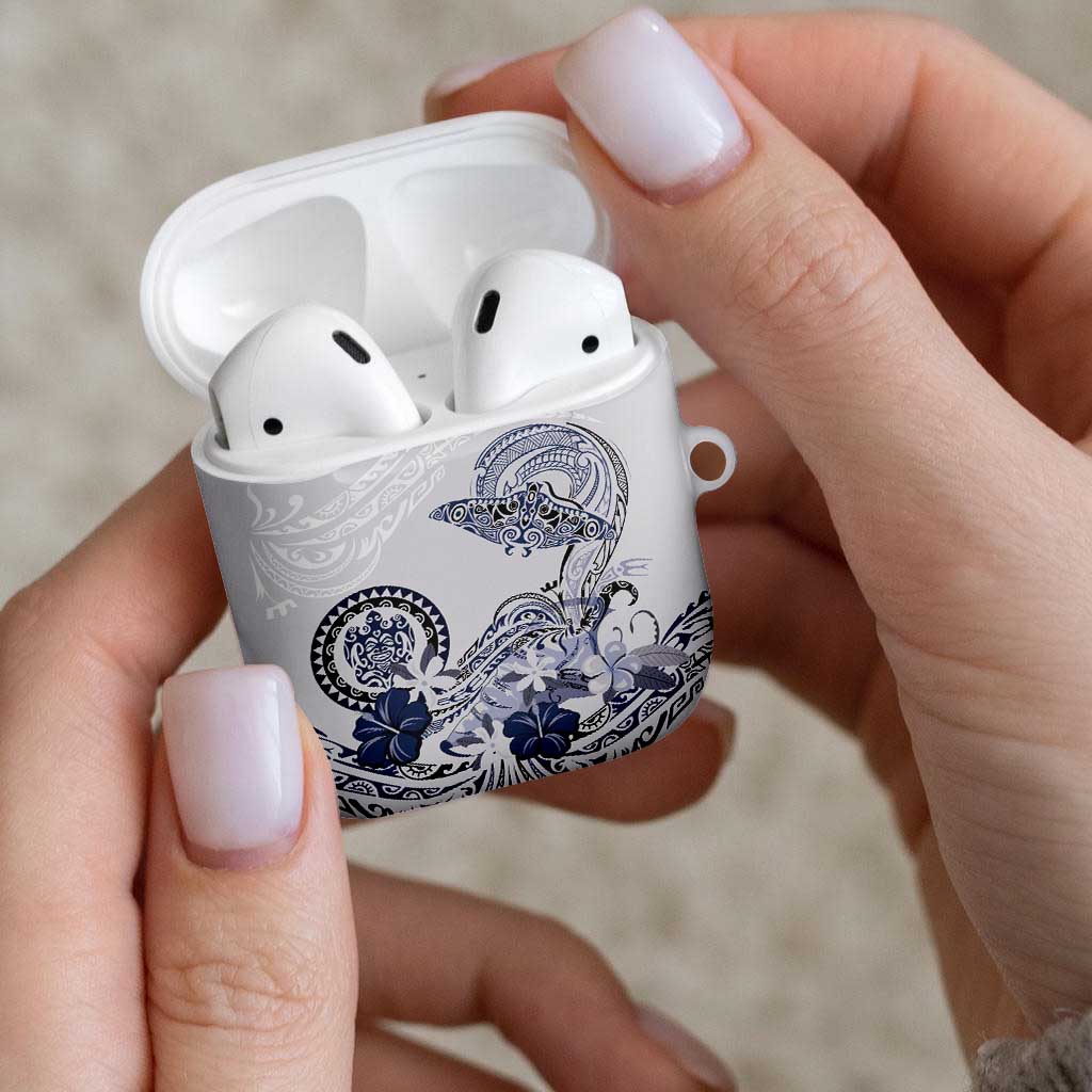 Polynesian Manta Ray AirPods Case Blue Floral Turtle Tattoo LT9 - Polynesian Pride