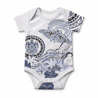 Polynesian Manta Ray Baby Onesie Blue Floral Turtle Tattoo LT9 Blue - Polynesian Pride