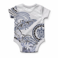 Polynesian Manta Ray Baby Onesie Blue Floral Turtle Tattoo LT9 - Polynesian Pride
