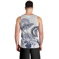 Polynesian Manta Ray Men Tank Top Blue Floral Turtle Tattoo LT9 - Polynesian Pride