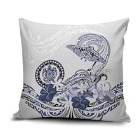 Polynesian Manta Ray Pillow Cover Blue Floral Turtle Tattoo LT9 Blue - Polynesian Pride