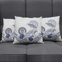 Polynesian Manta Ray Pillow Cover Blue Floral Turtle Tattoo LT9 - Polynesian Pride