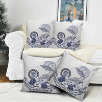 Polynesian Manta Ray Pillow Cover Blue Floral Turtle Tattoo LT9 - Polynesian Pride