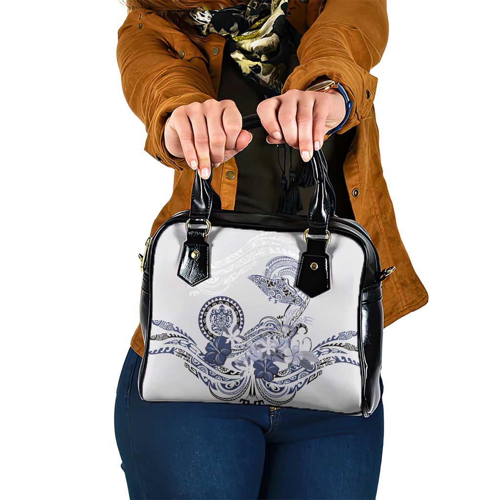 Polynesian Manta Ray Shoulder Handbag Blue Floral Turtle Tattoo LT9 One Size Blue - Polynesian Pride